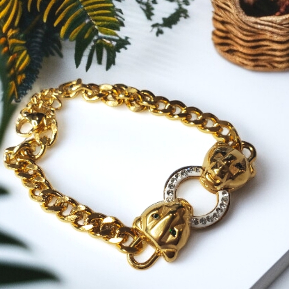 Panther Chunky Chain Doorknocker Zircon Bracelet